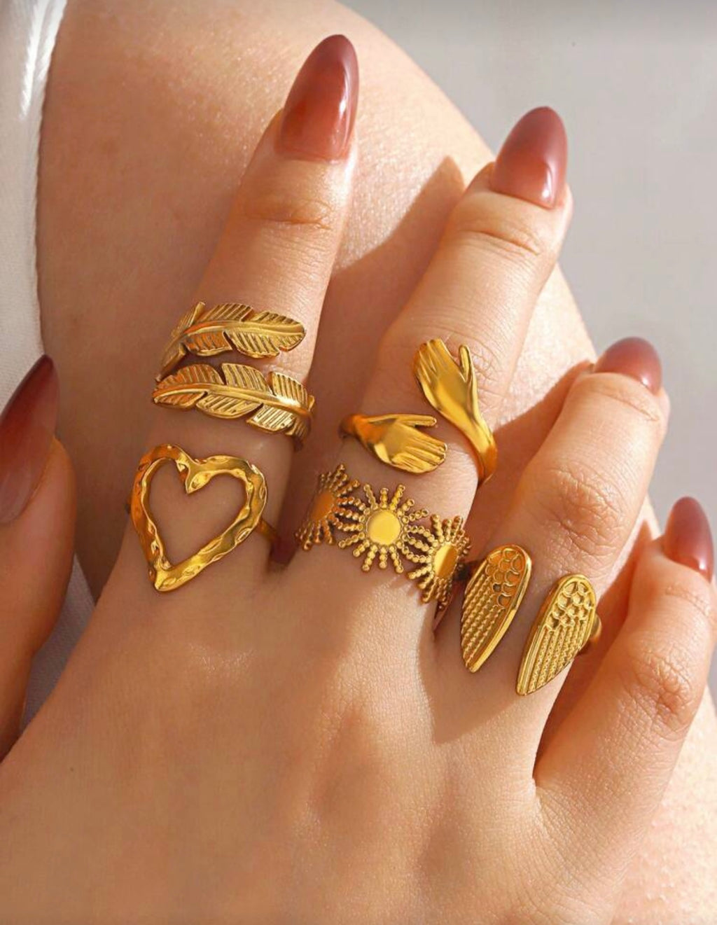 Set 18K Gold Plated - Shaped Rings