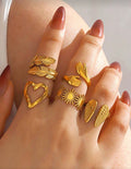 Set 18K Gold Plated - Shaped Rings