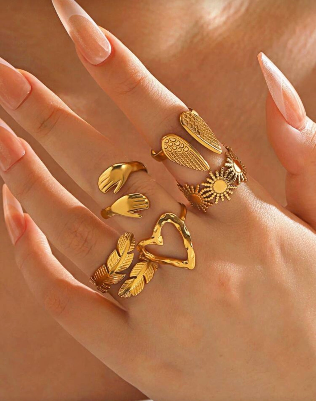 Set 18K Gold Plated - Shaped Rings
