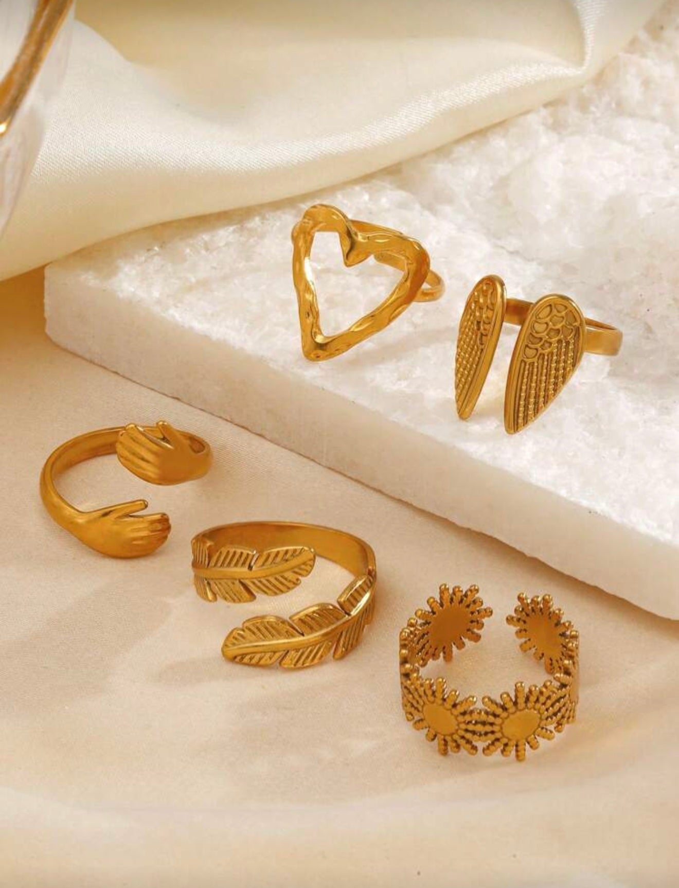 Set 18K Gold Plated - Shaped Rings