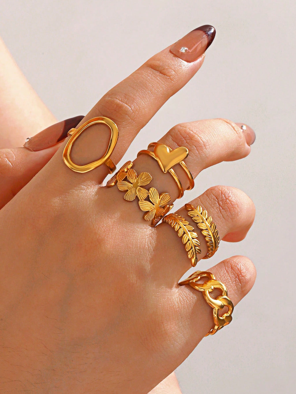 Set 18K Gold Plated Ring Set