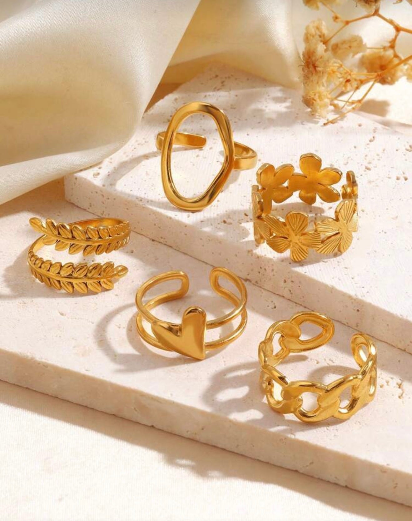Set 18K Gold Plated Ring Set