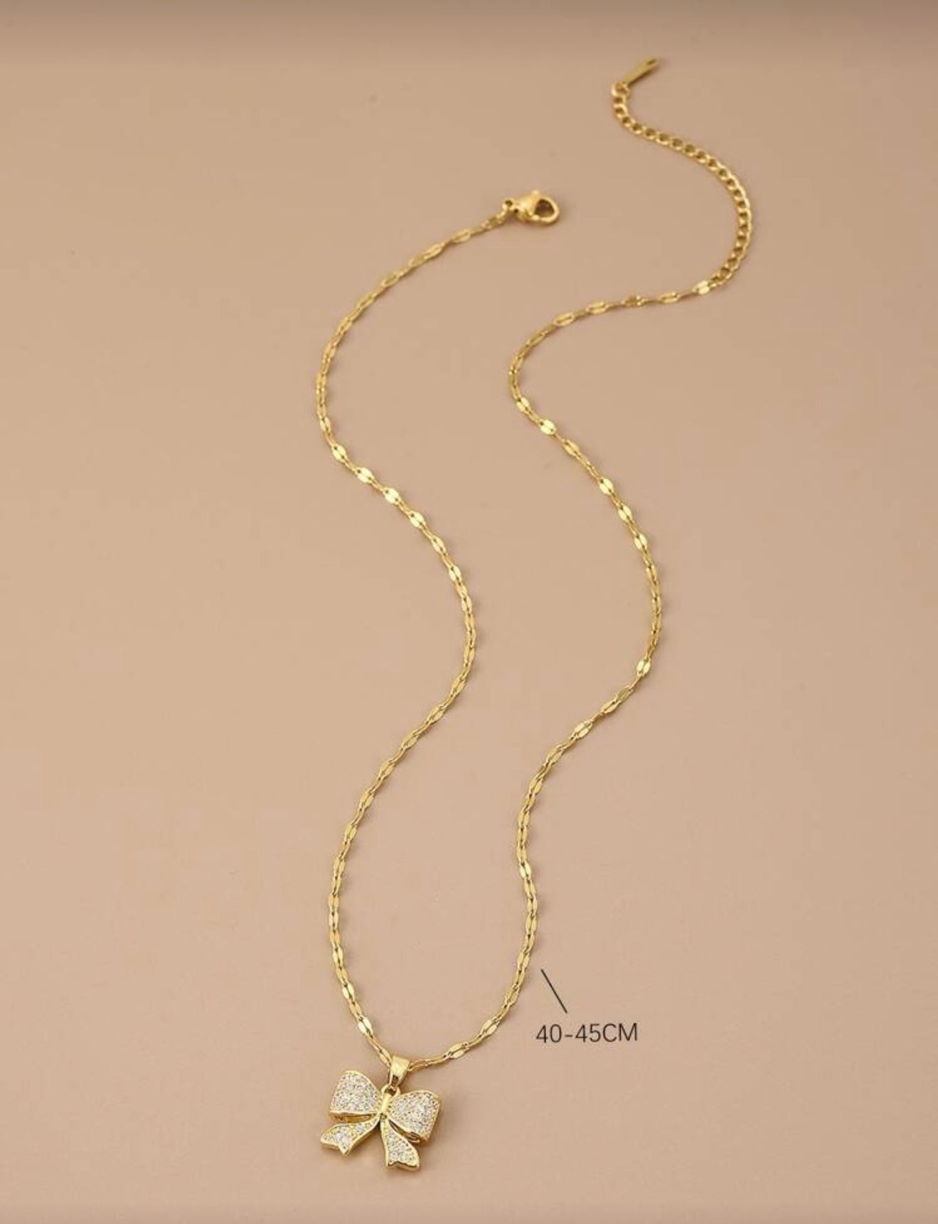 Rhinestone Bowknot Womens Pendant Necklace