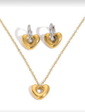 2 pcs 18K Gold Plated Dual Color Heart Shaped Earrings & Necklace