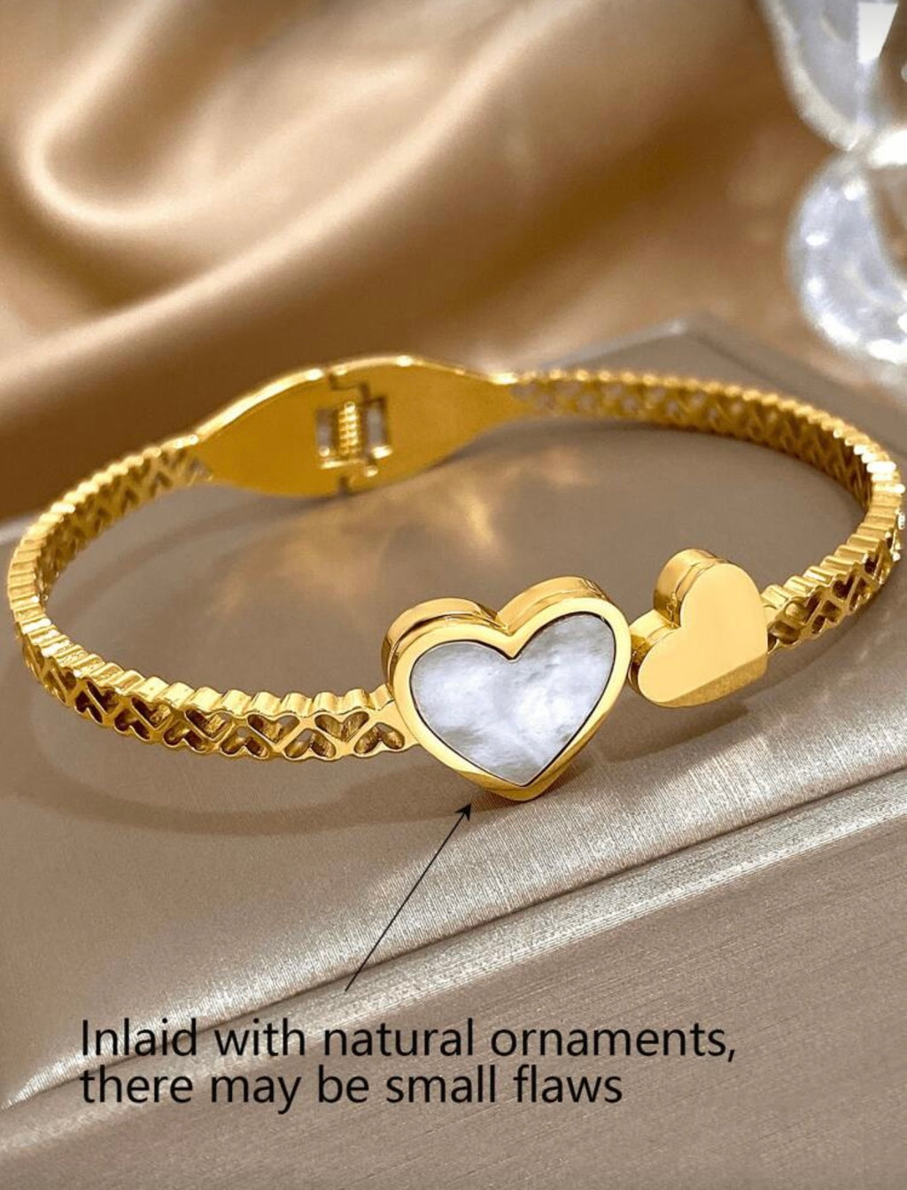 18k Gold Plated Heart Bangle Bracelet